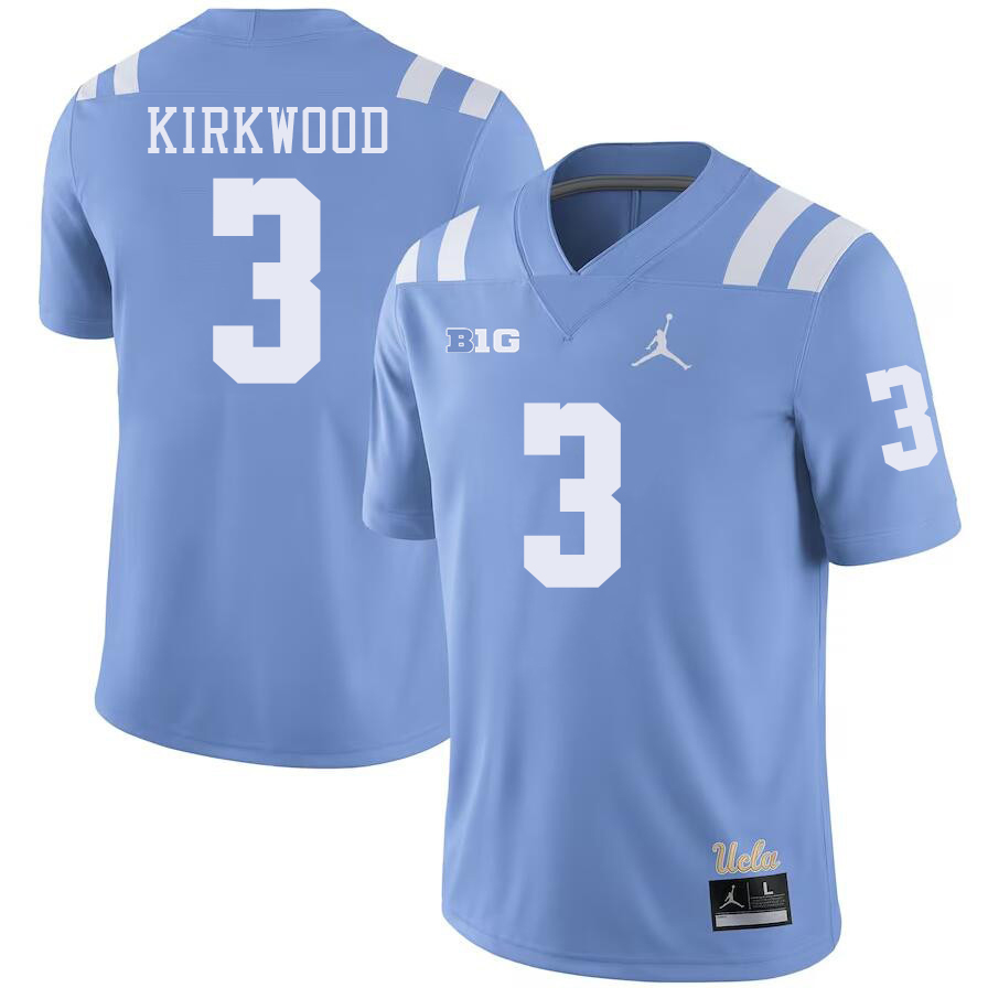 UCLA Bruins #3 Devin Kirkwood Big 10 Conference College Football Jerseys Stitched Sale-Power Blue